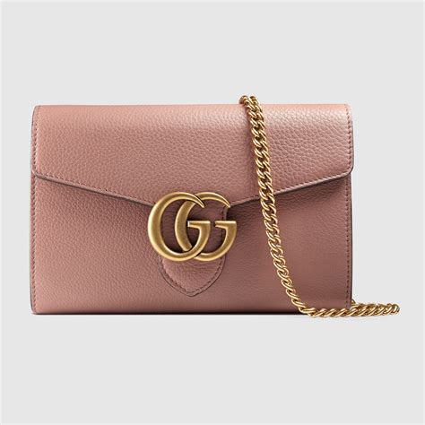 gg marmont chain wallet pink|gucci mini wallet on chain.